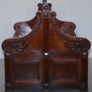 Victorian Double-Faced Carved Walnut Gallery Bench