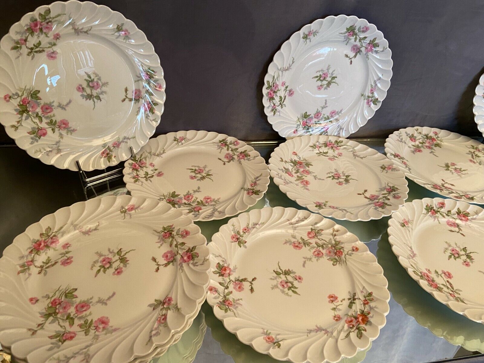 16 Limoges porcelain dessert plates signed Haviland décor Sylvie