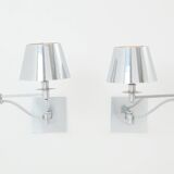 Pair of Maison Charles adjustable brushed steel wall lights circa 1960