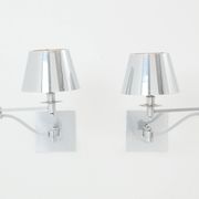 Pair of Maison Charles adjustable brushed steel wall lights circa 1960