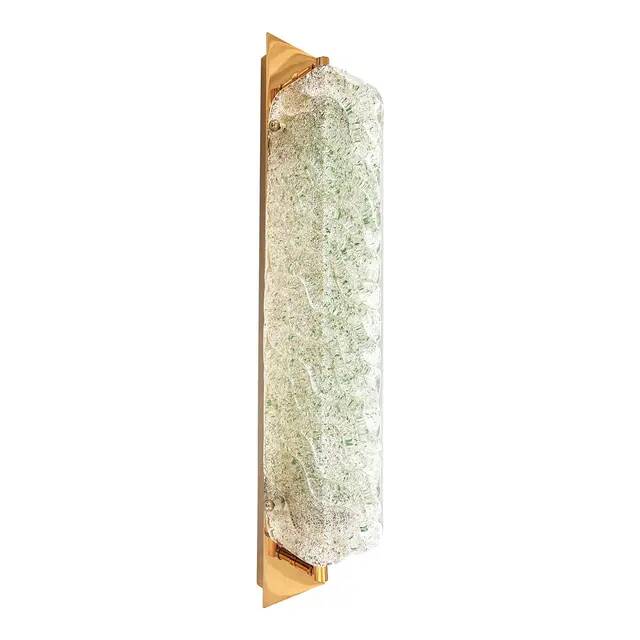 Luxury Gold 24k Wall Sconces With Green “Graniglia” Murano Glass Set of Two