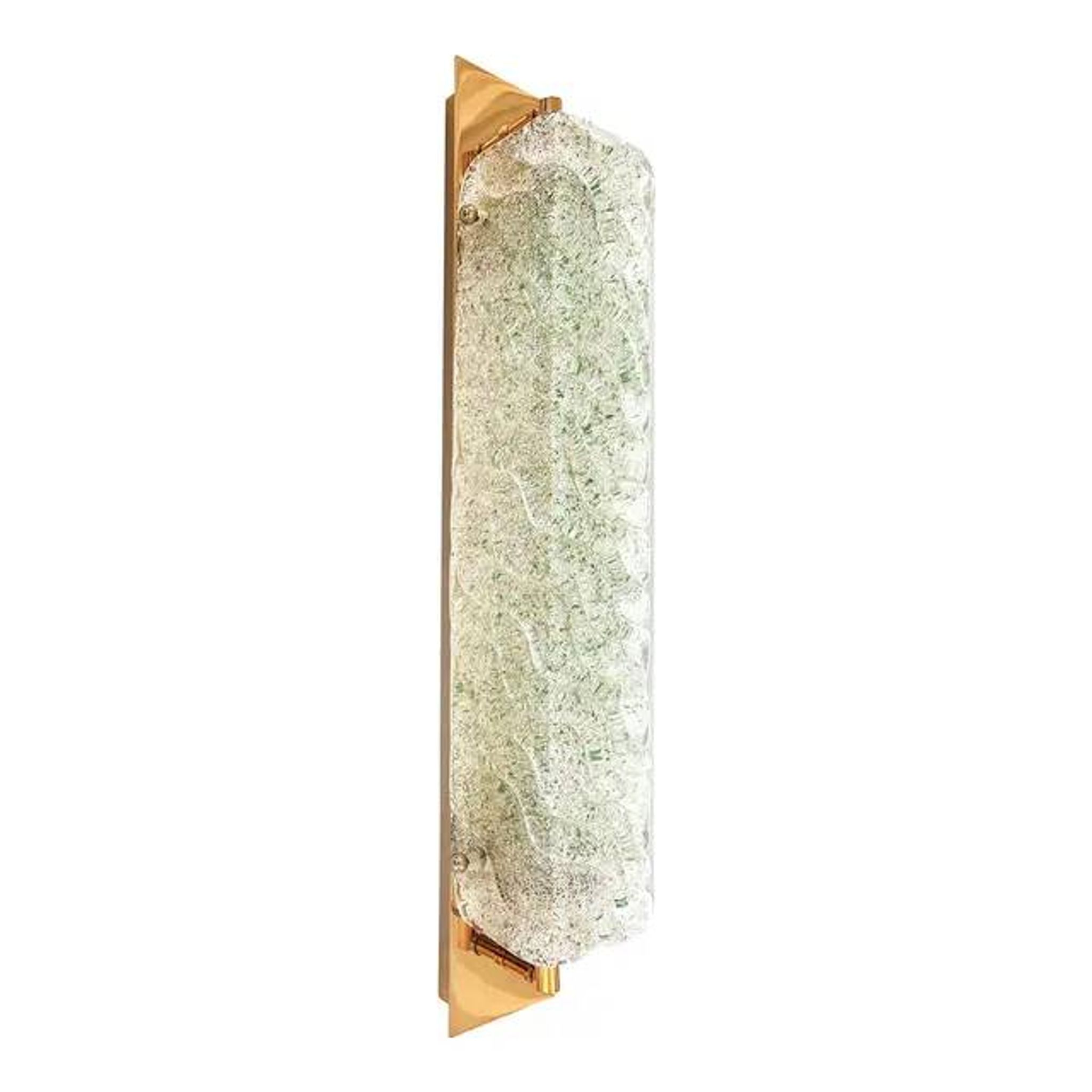Luxury Gold 24k Wall Sconces With Green “Graniglia” Murano Glass Set of Two