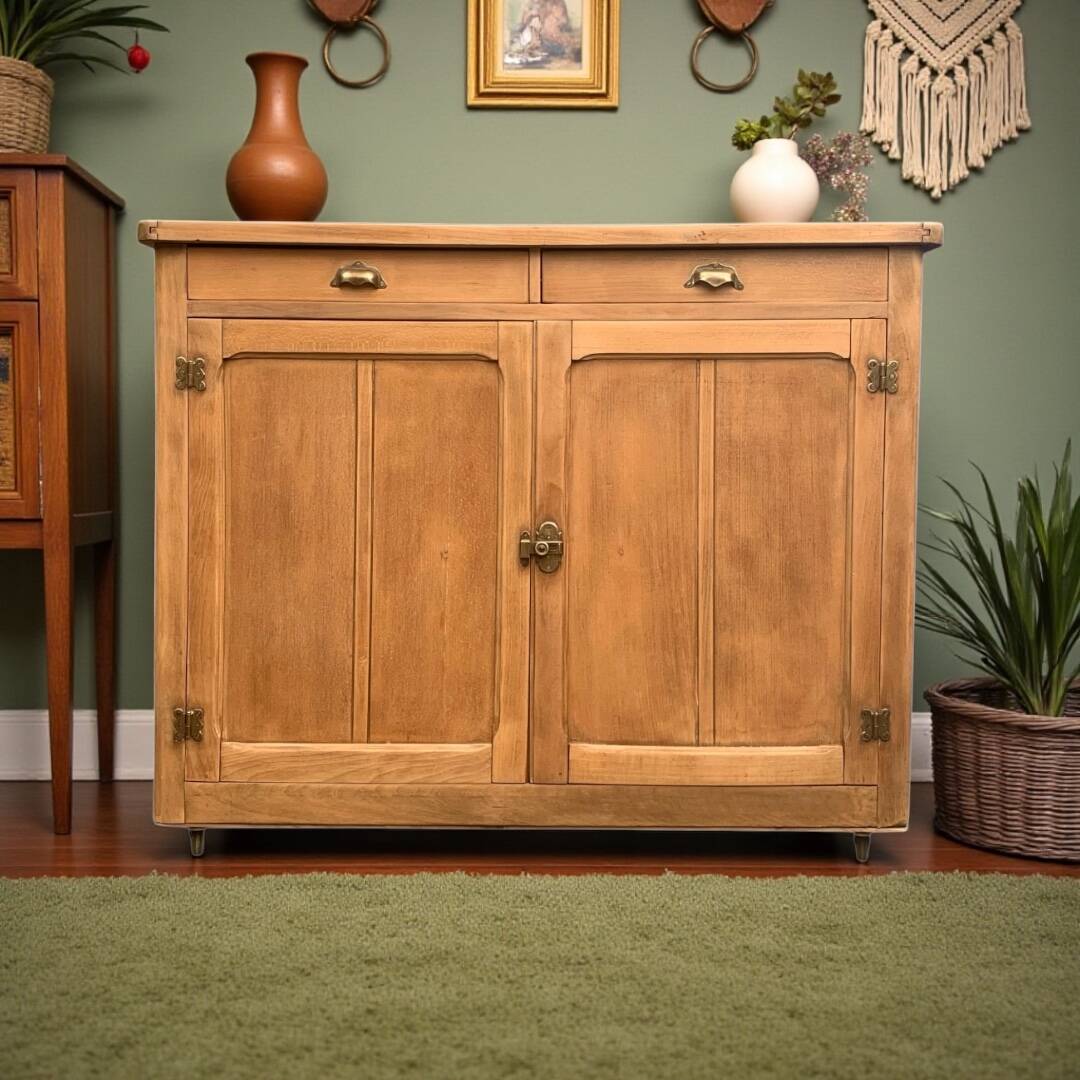 Grand Parisian buffet with billot and butterfly hinges, raw wood, 1930.