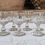 6 Small old bistro glasses for white wine or aperitif - thick glass