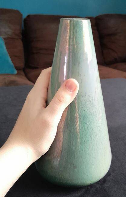 Rambervillers iridescent enameled stoneware vase (Vosges)