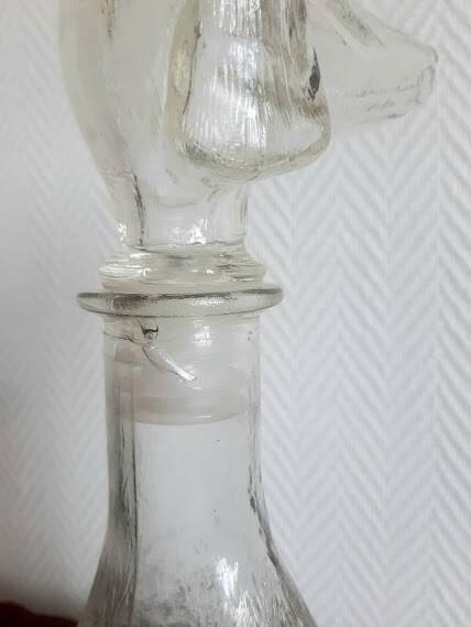 Dachshund dog carafe, Empoli glass, Italy 1960