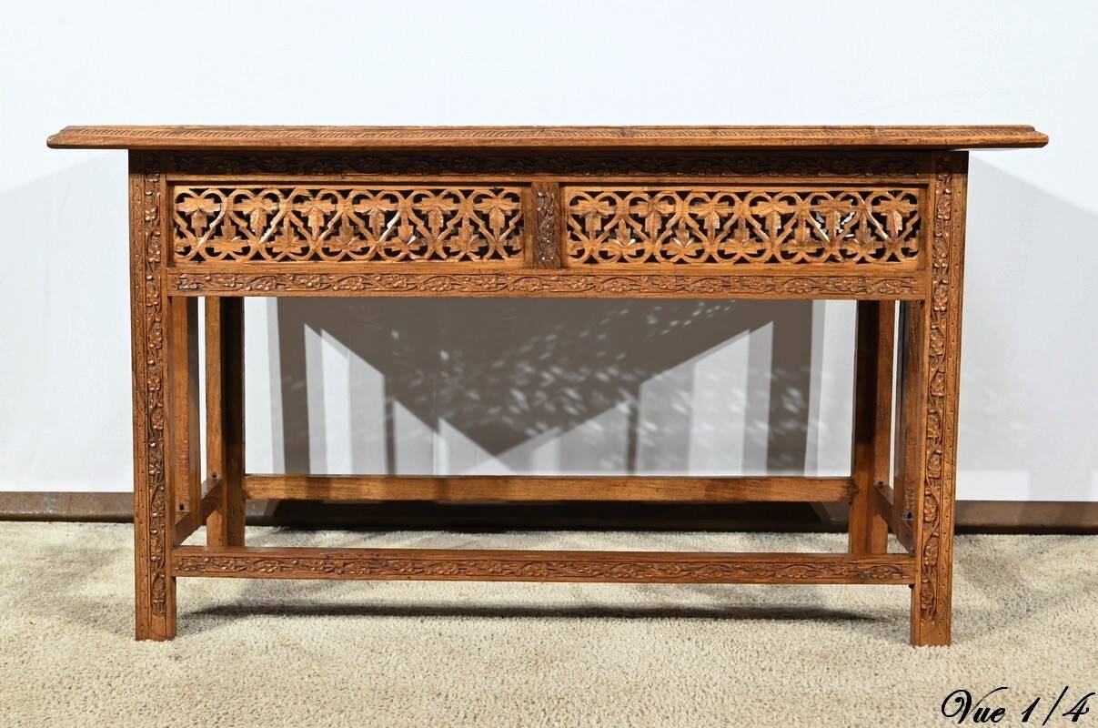 Table Orientale Pliante en Bois Exotique – Début XXe