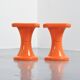 Pair of orange Tam Tam stools by S.E.L.U.P.