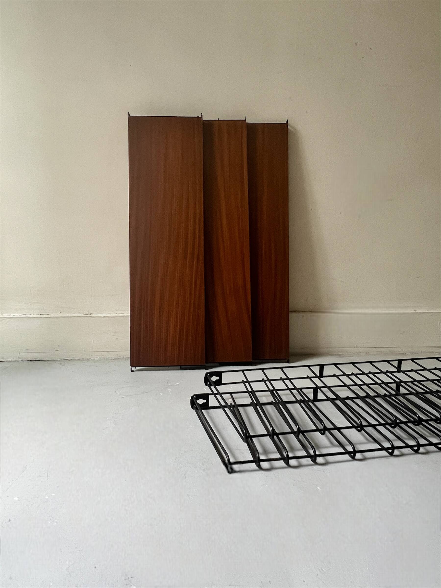 Scandinavian teak wall shelf bookcase ED. Tomado, Holland 1950