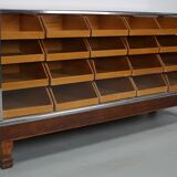 Vintage British maple & oak haberdashery cabinet or shop counter, 1930s