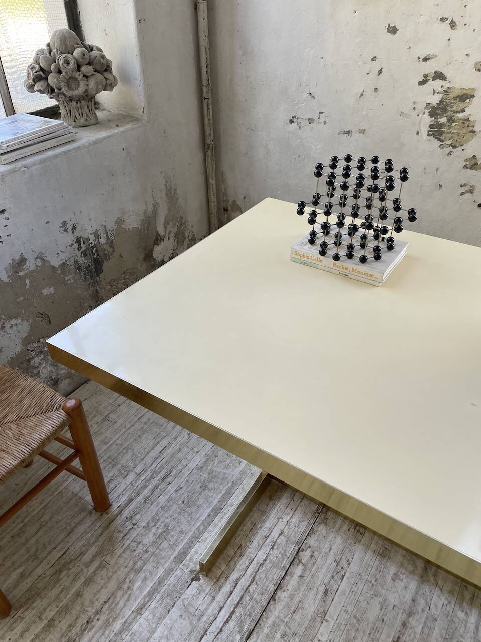 Brass table 1970 Italian lacquer