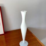 White opaline vase with white feet from the 50s and 60s