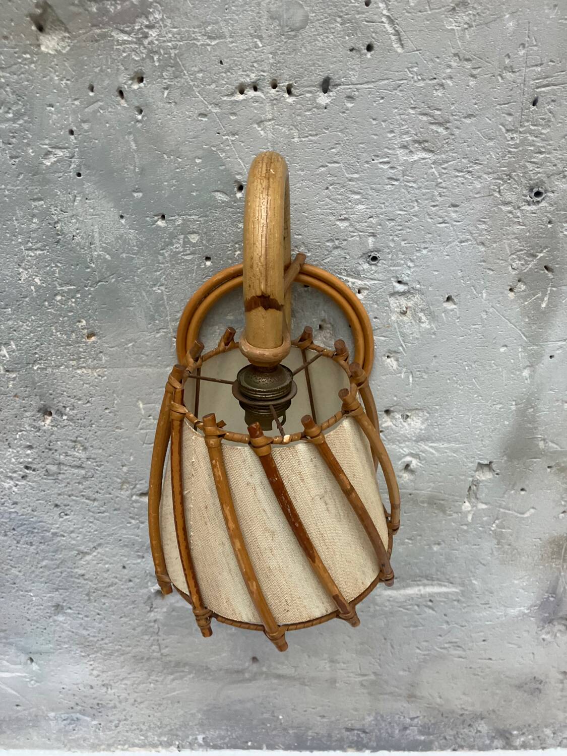 Vintage rattan wall lamp 1950