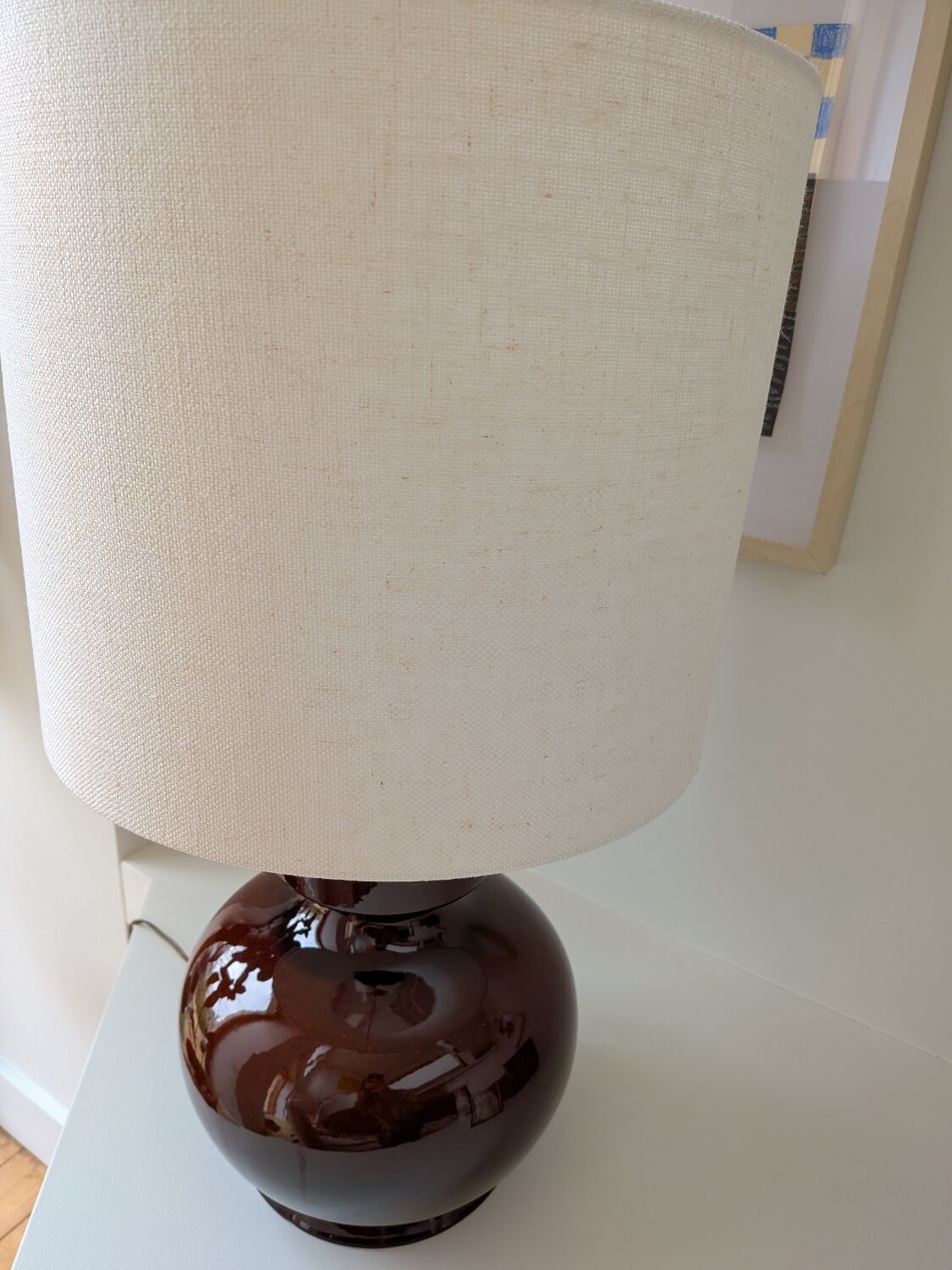 Ceramic lamp and cream lampshade