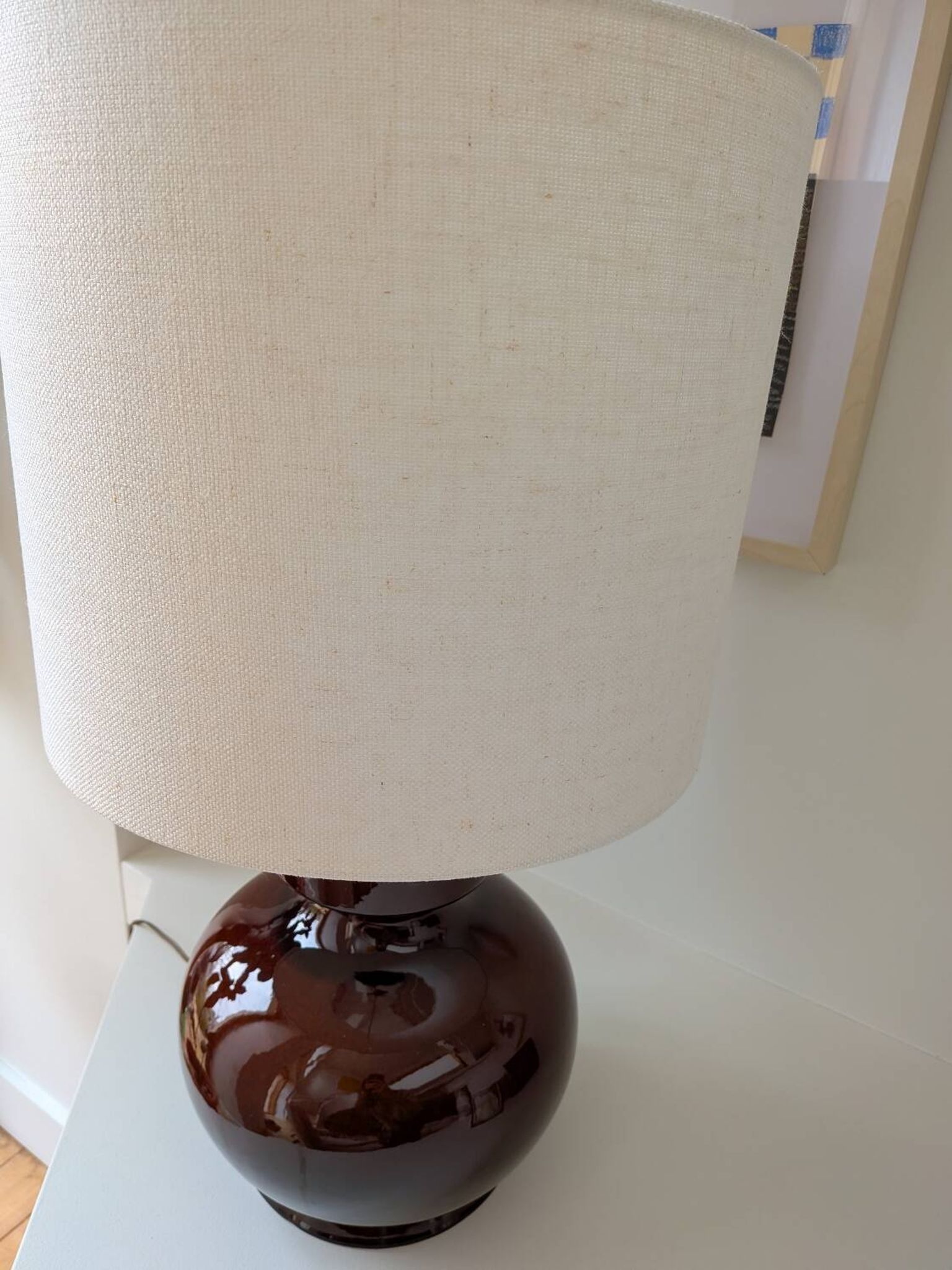 Lampe céramique et abat jour crème