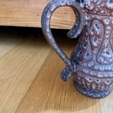 Pitcher Jean Austruy ceramic Vallauris burgundy