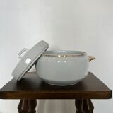 Large white tureen with gold edges art deco style