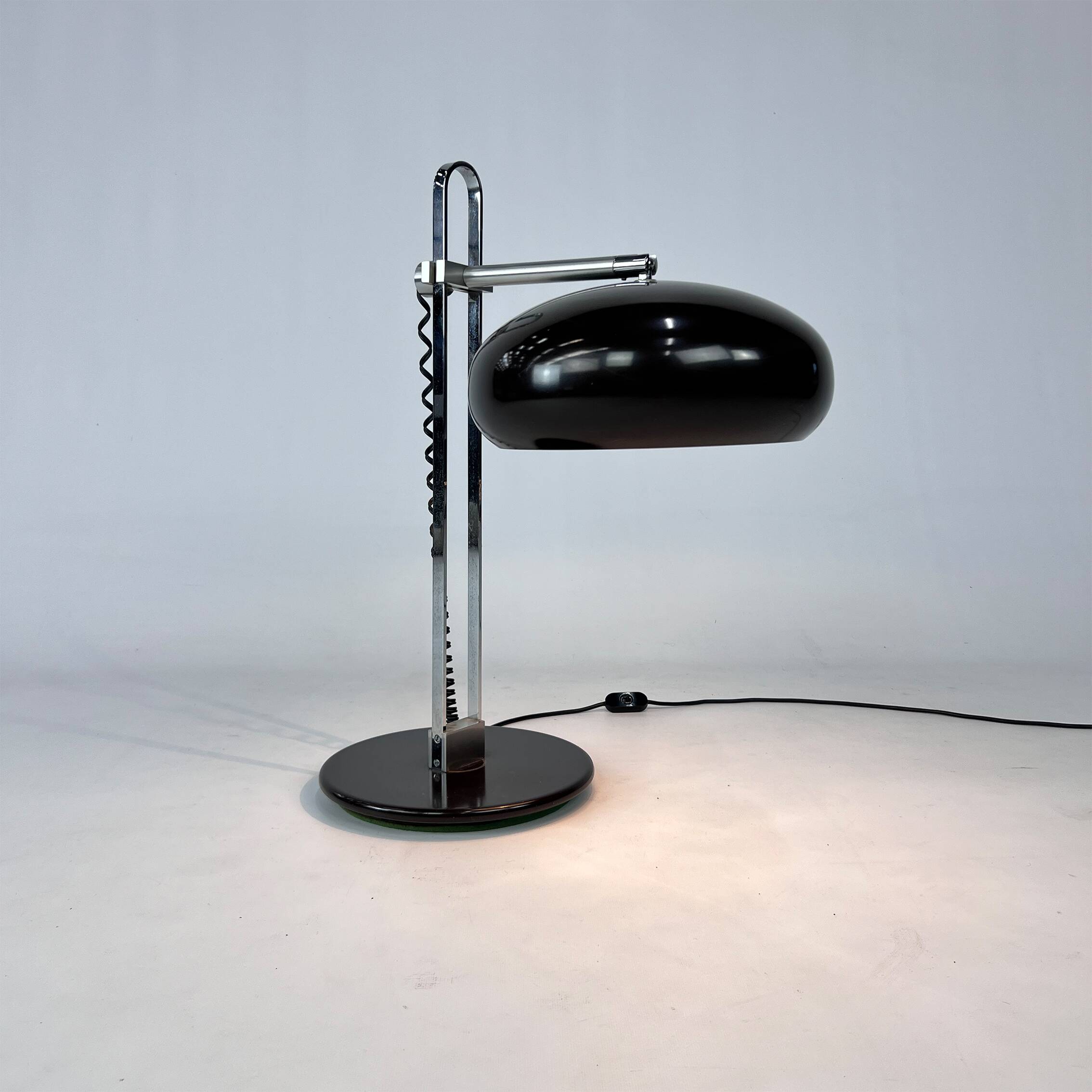 Mid Century Chrome and Brown Desk Lamp, 1960s