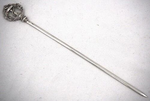 Christofle, 12 skewers, brochettes, metal silver-plated meat picks, anchor.