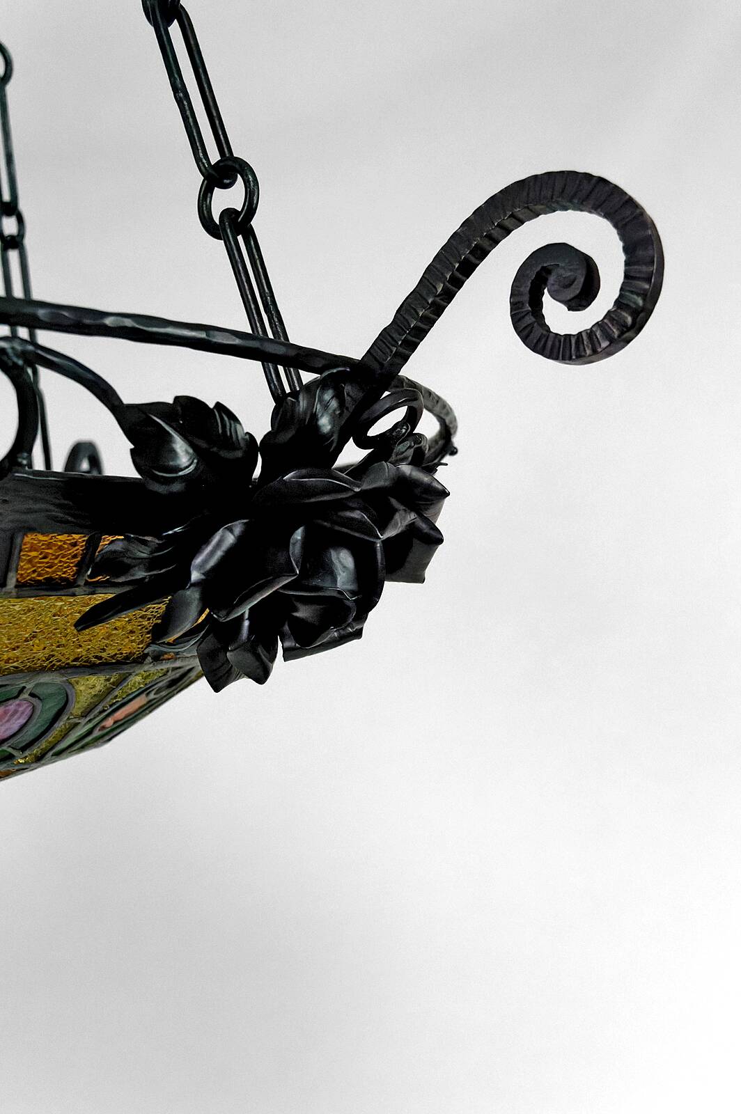 Art Deco wrought iron chandelier by Augustin Louis Calmels, France, Circa 1920