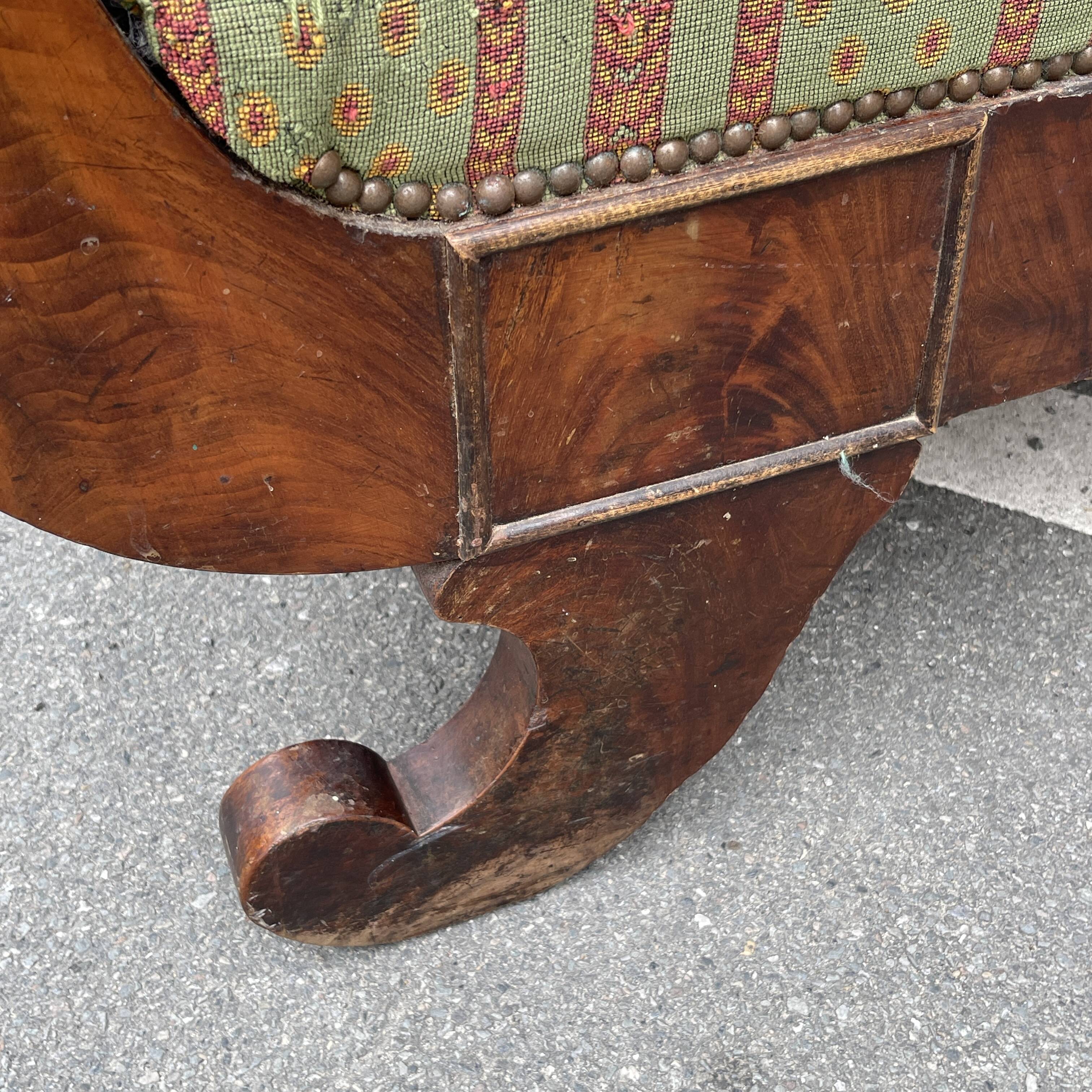 Antique Charles X style 'Gondola' type sofa to be restored, 19th century