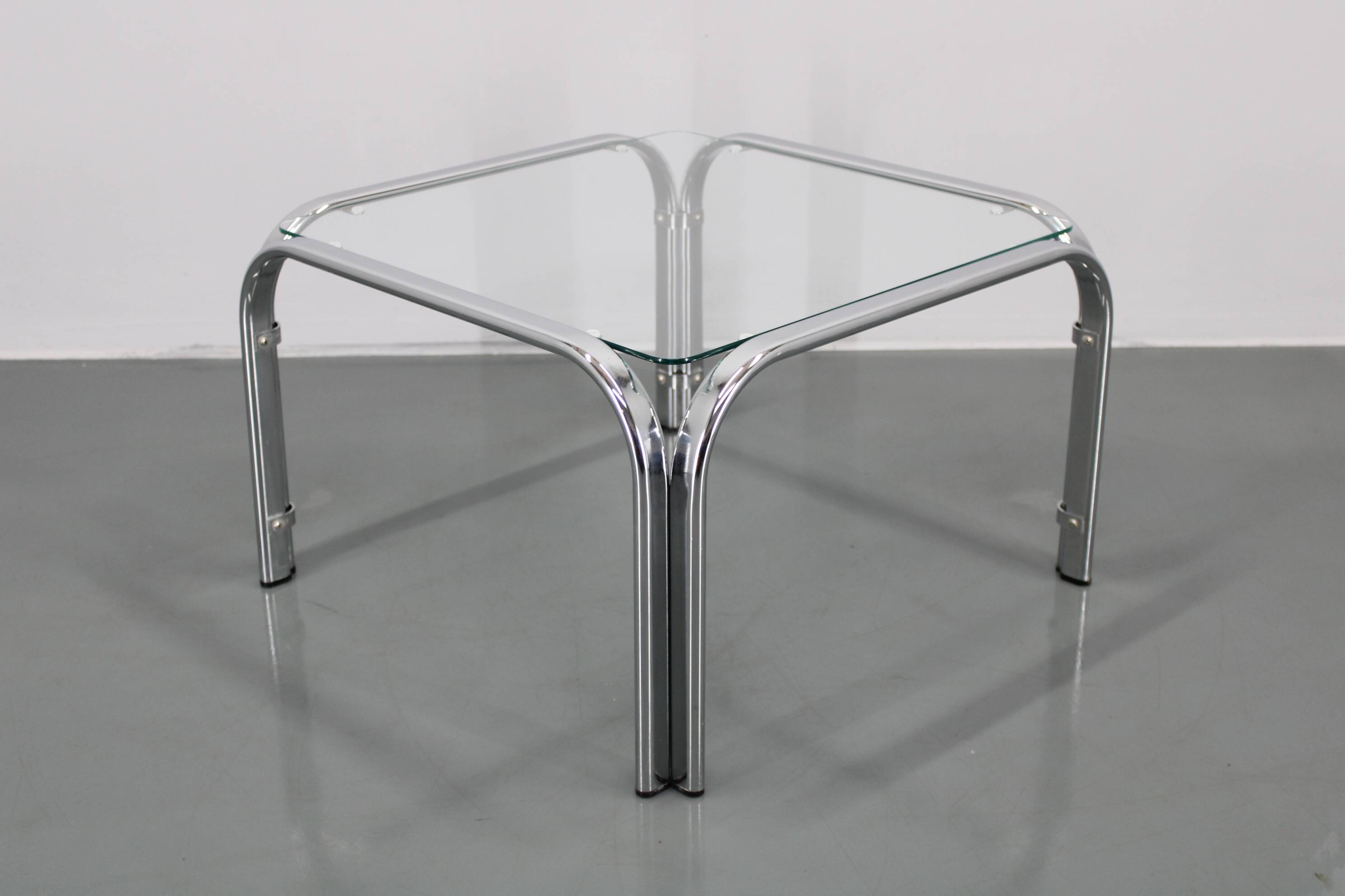 1970s Italian Glass Square Coffee Table