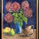 Oil on canvas flowers fruits signed dated 1967