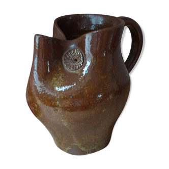 Pitcher owl in zoomorphic stoneware