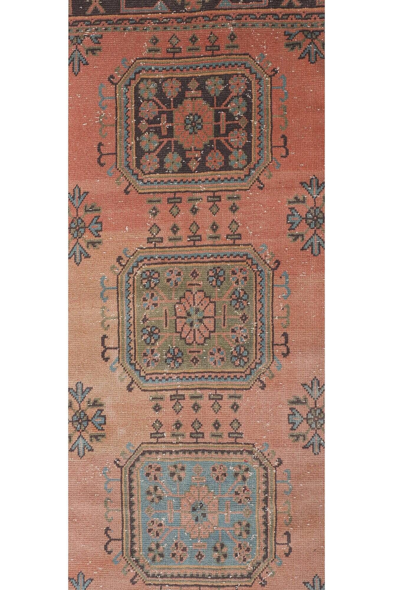 Vintage Turkish hallway rug 83x652 cm