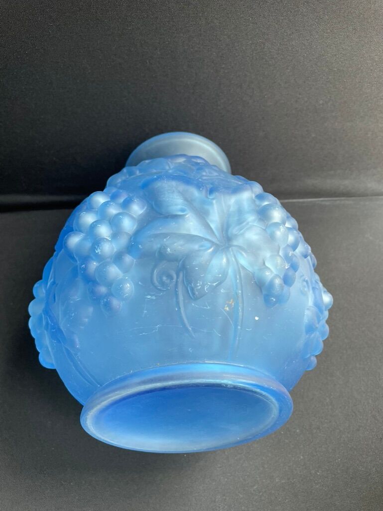 Blue Art Deco vase signed Etaleune Paris France