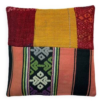 Vintage turkish kilim cushion cover, 40 x 40 cm