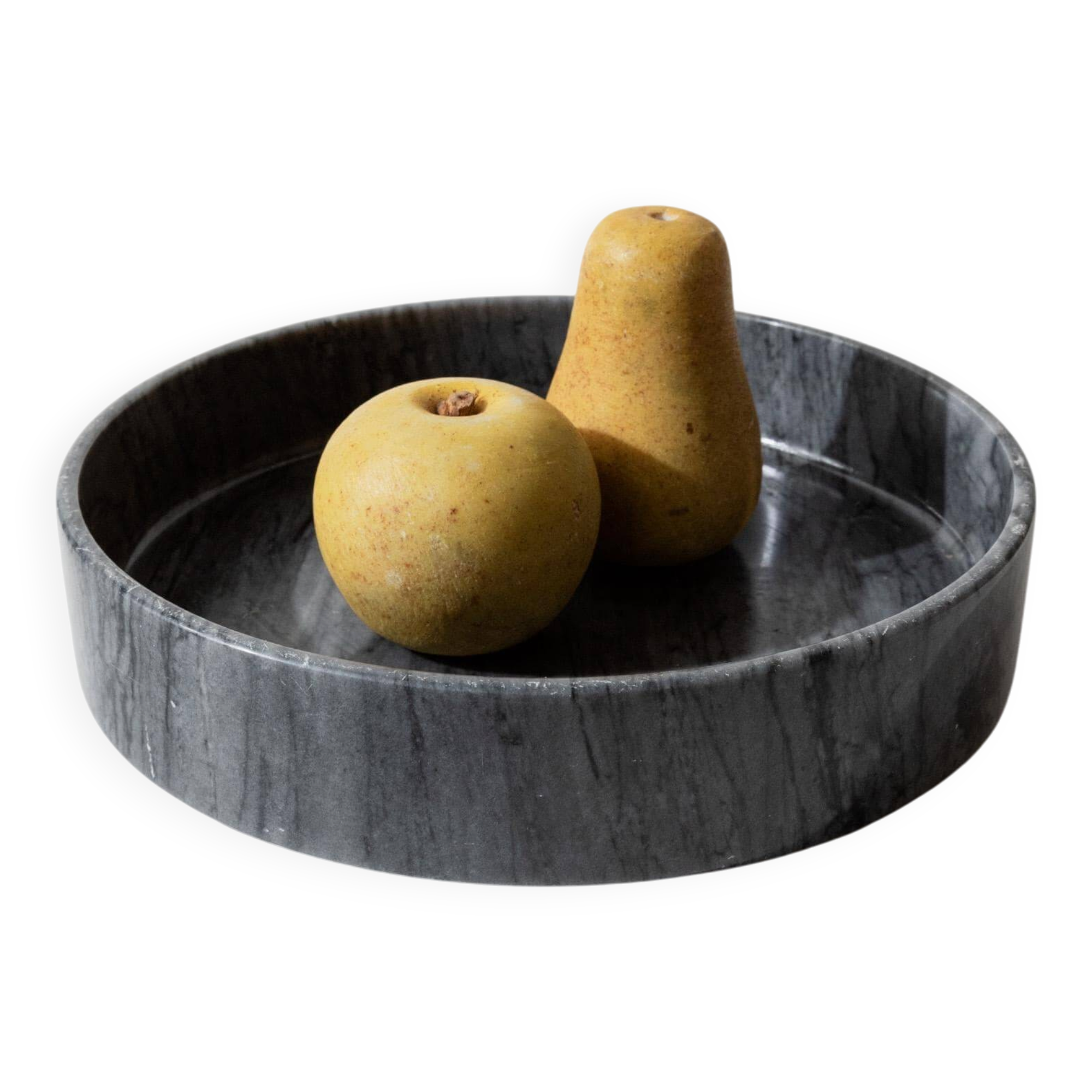 Large vintage marble bowl from the 1970s, dark grey.
