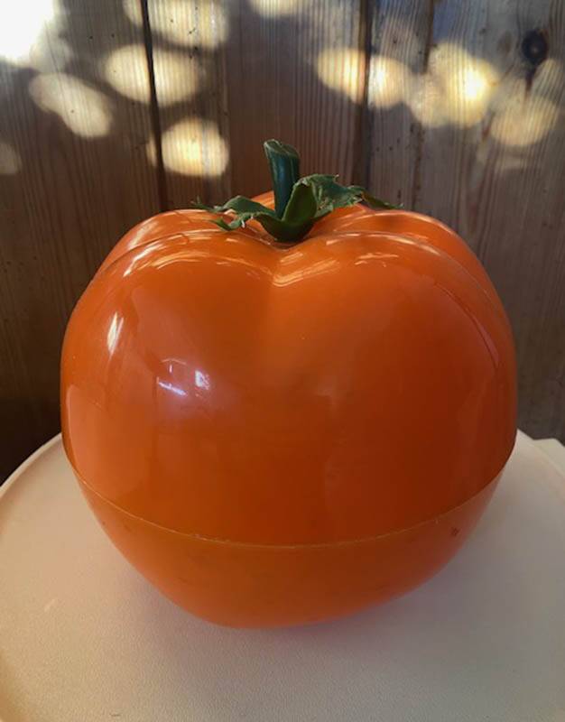 Orange tomato ice cube tray