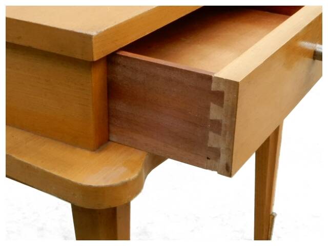 Table de chevet vintage 1950 bois clair