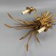 Gilt metal wheat sheaf two-light wall sconce