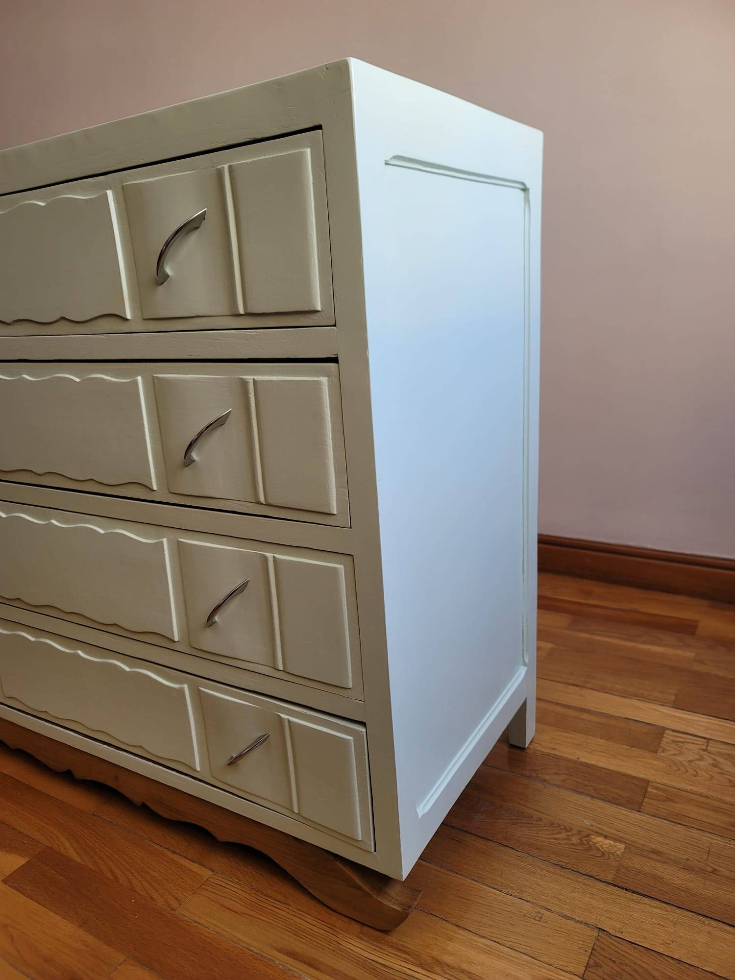 Vintage upcycled commode — mint green and natural wood
