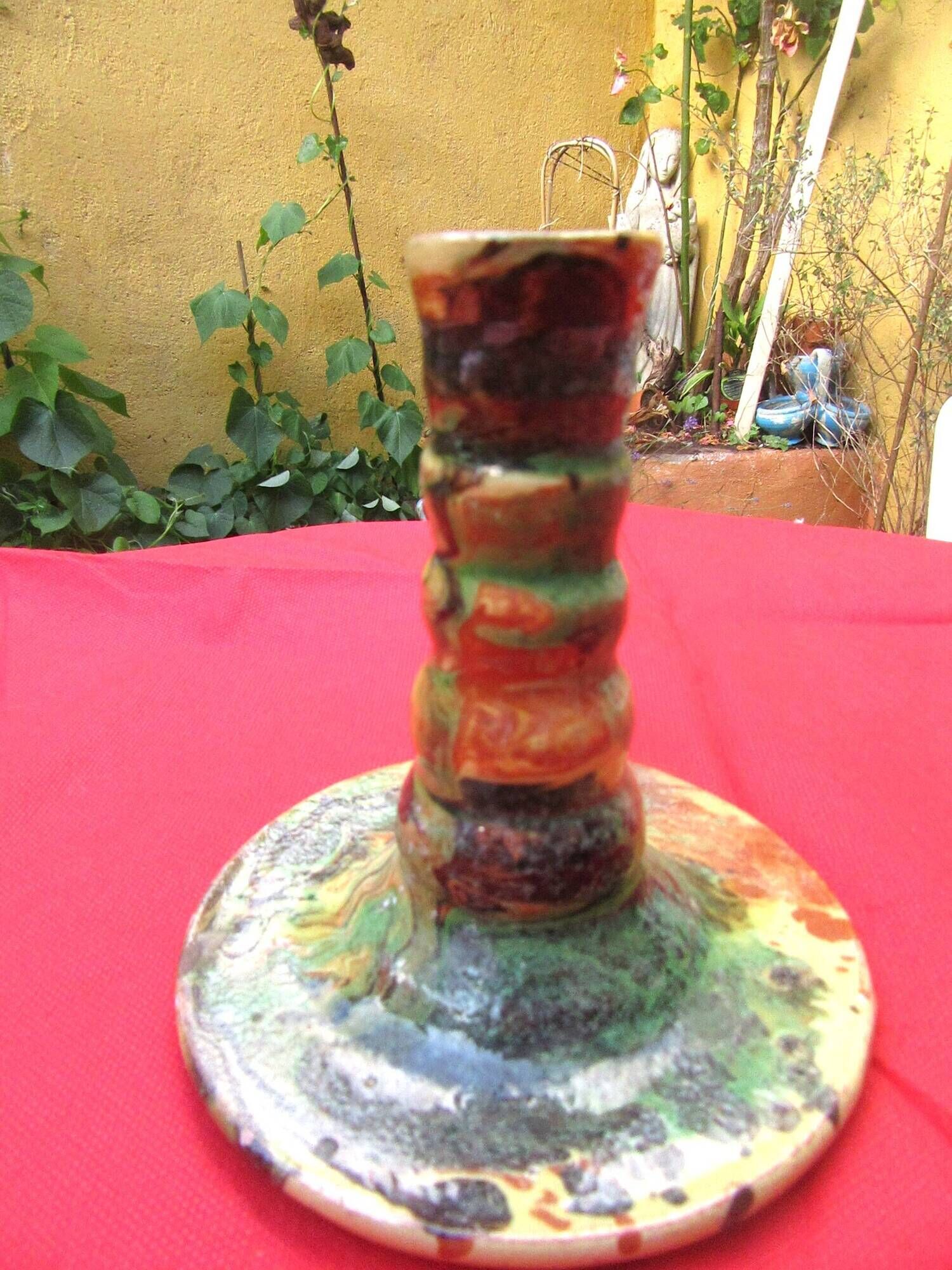 Small lamp base or candle holder in glazed earthenware, Bernard CLUNY pottery