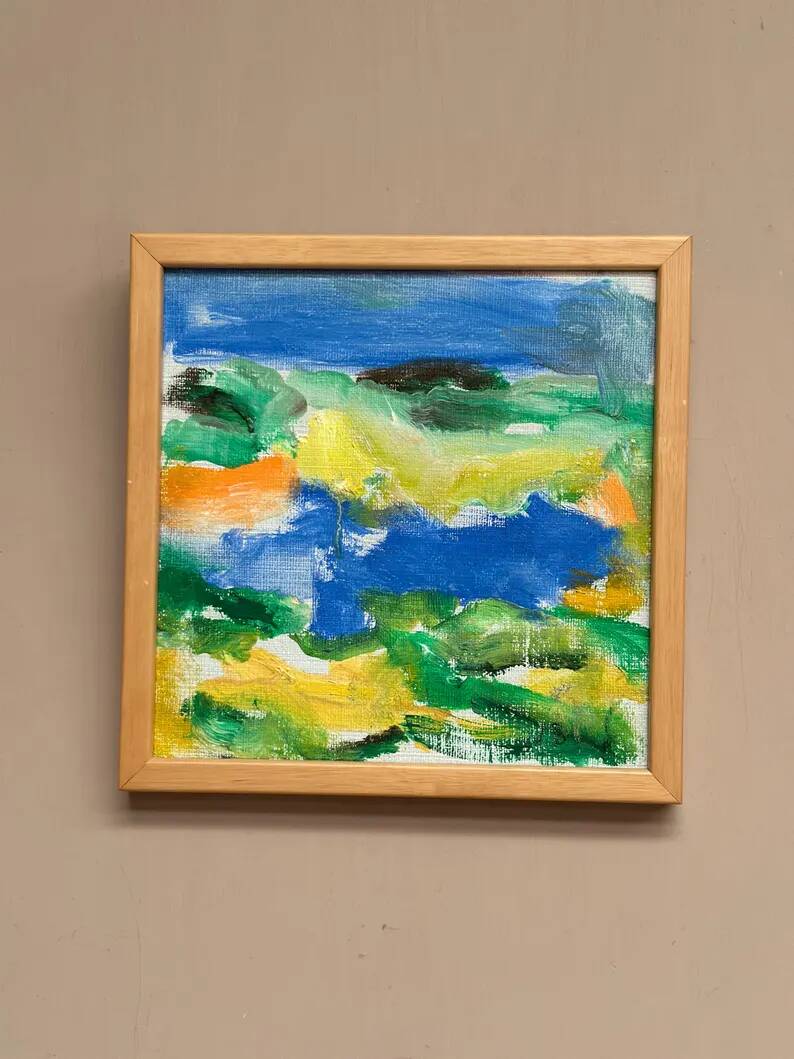 Huile sur toile originale suédoise – "Composition" par Inge Blomqvist