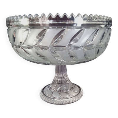 Centre de table (ou Coupe à fruits) sur pied en cristal taillé