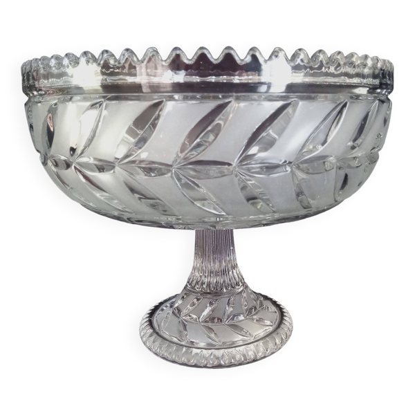 Centre de table (ou Coupe à fruits) sur pied en cristal taillé