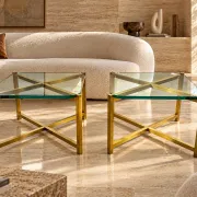 Pair of Italian brass and glass side tables from the 1970s.