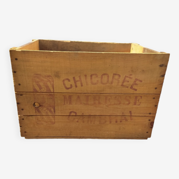 Old wooden advertising box Chicory