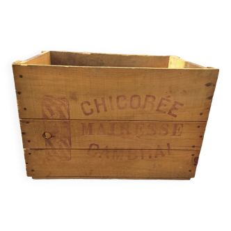 Old wooden advertising box Chicory