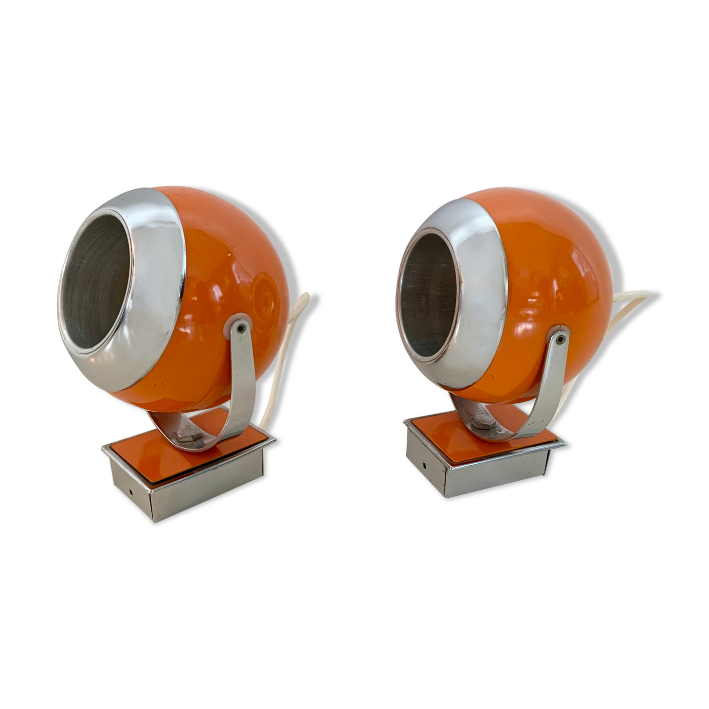 Set of 2 vintage eyeball orange appliques