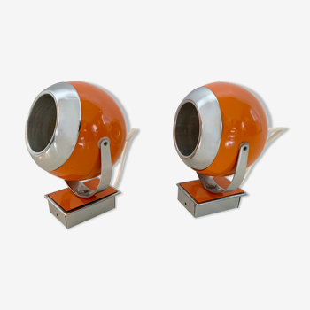 Ensemble de 2 appliques orange  eyeball vintage