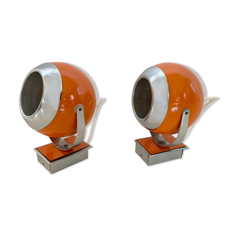 Set of 2 vintage eyeball orange appliques