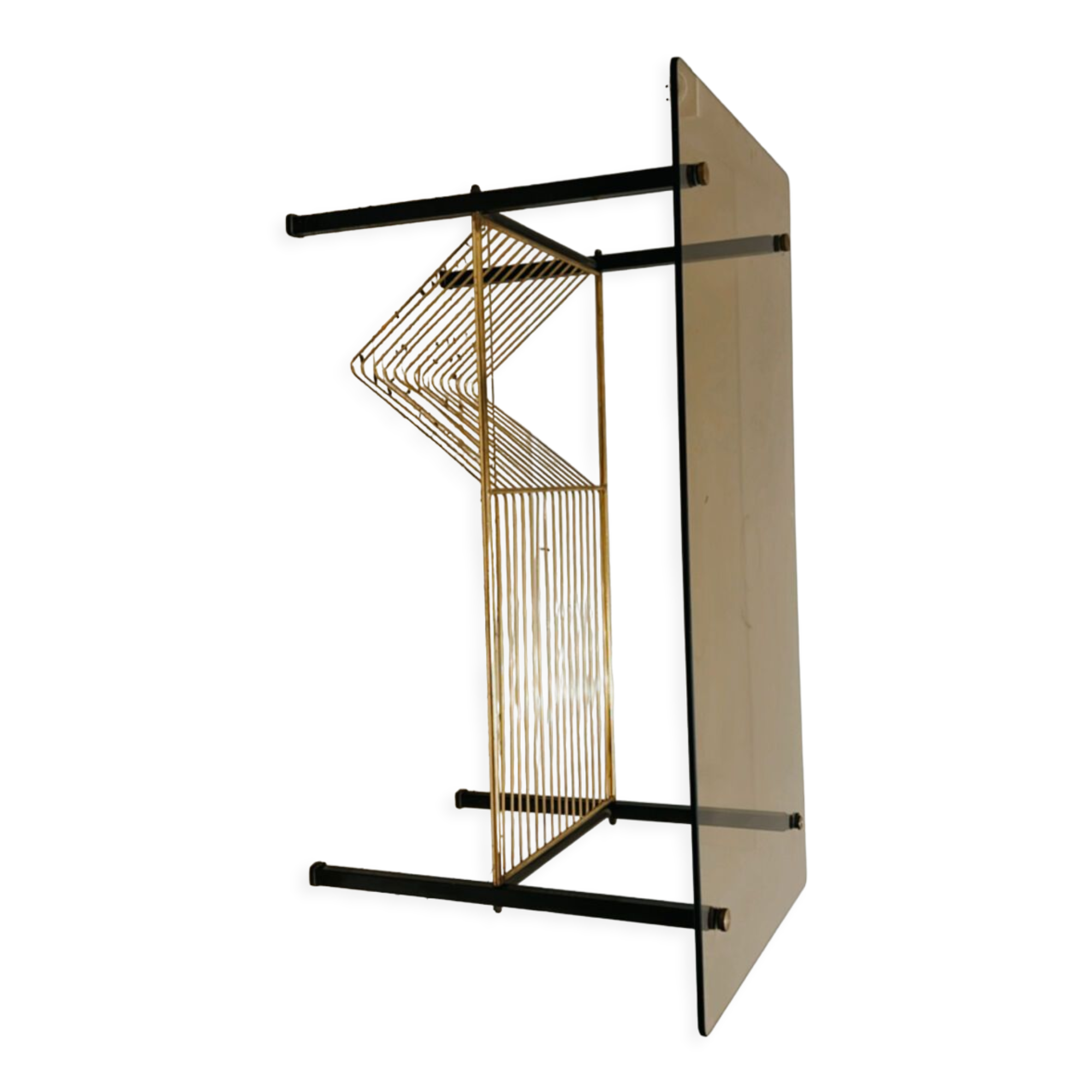 Smoked glass coffee table vinyl door