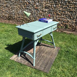 Vintage rattan desk 1950 color green