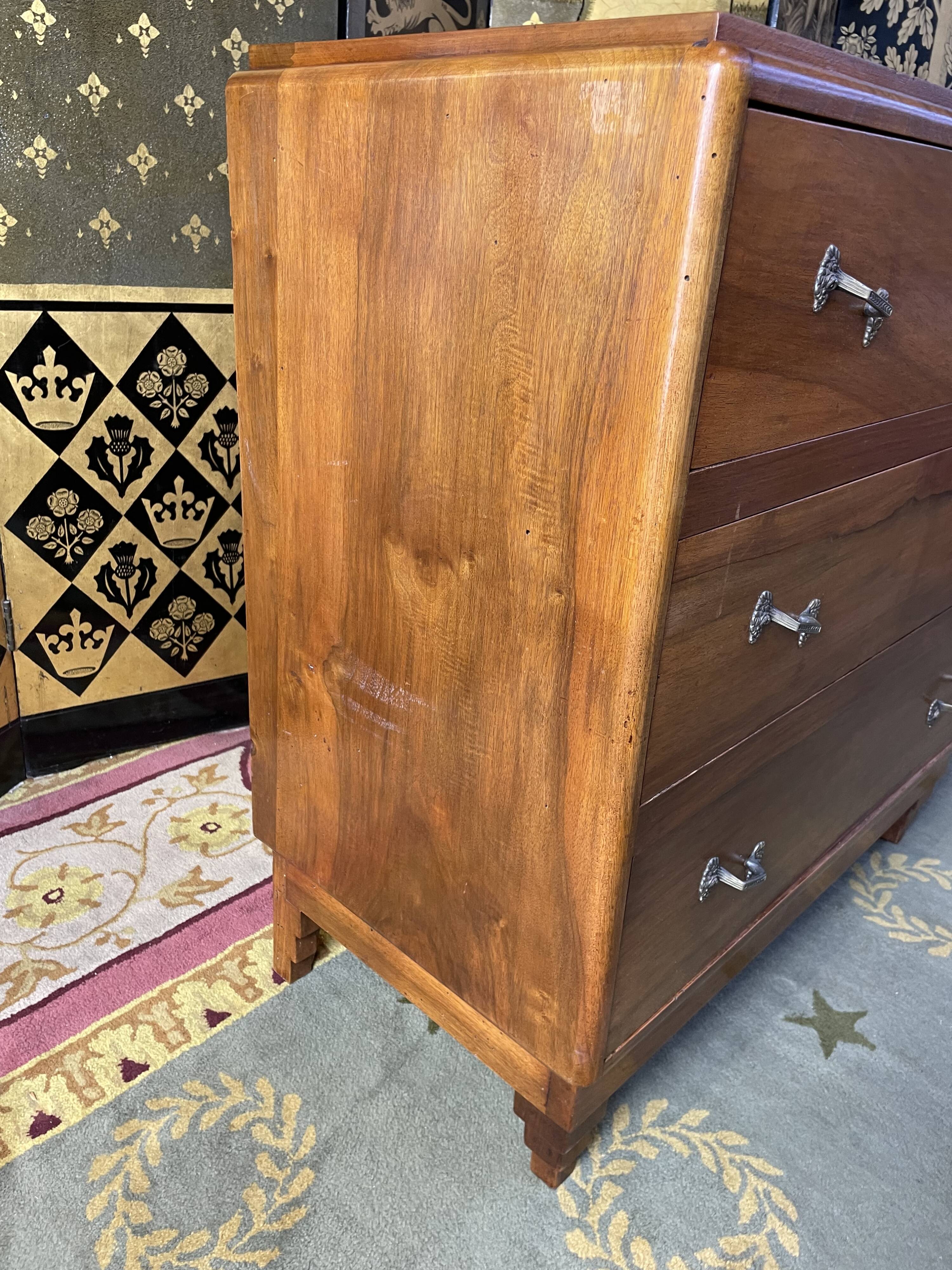 Art Deco walnut chest of drawers