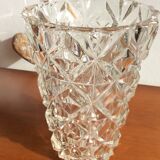 Thick glass vase geometric facet - vintage